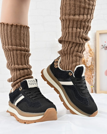 Pantofi Sport De Dama,Cu interior imblanit,D1444,Negru