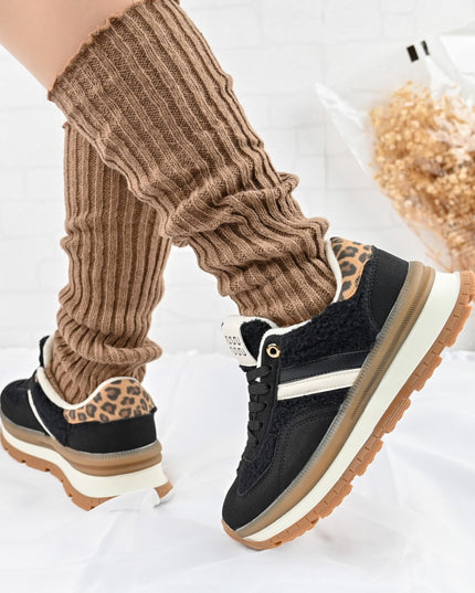 Pantofi Sport De Dama,Cu interior imblanit,D1444,Negru