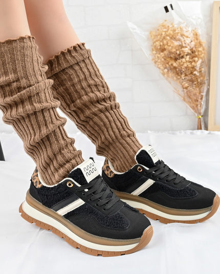 Pantofi Sport De Dama,Cu interior imblanit,D1444,Negru