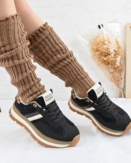 Pantofi Sport De Dama,Cu interior imblanit,D1444,Negru