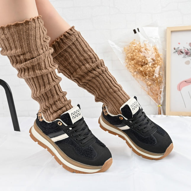 Pantofi Sport De Dama,Cu interior imblanit,D1444,Negru