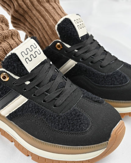 Pantofi Sport De Dama,Cu interior imblanit,D1444,Negru