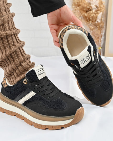 Pantofi Sport De Dama,Cu interior imblanit,D1444,Negru