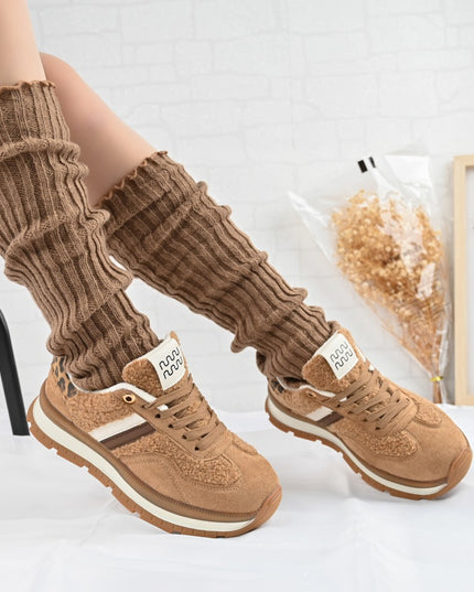 Pantofi Sport De Dama,Cu interior imblanit,D1444,Camel