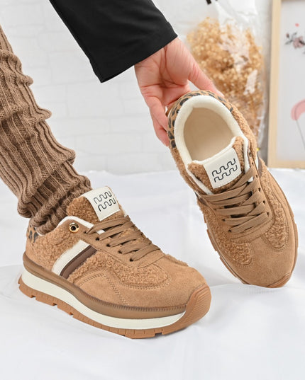 Pantofi Sport De Dama,Cu interior imblanit,D1444,Camel