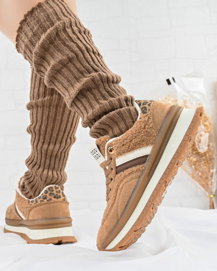 Pantofi Sport De Dama,Cu interior imblanit,D1444,Camel