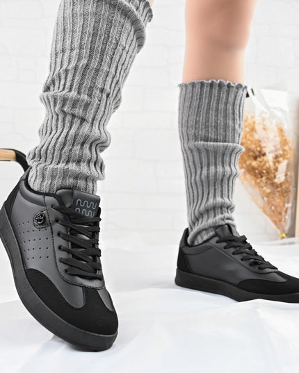 Pantofi Sport De dama,Din piele ecologica intoarsa,D1406,Negru