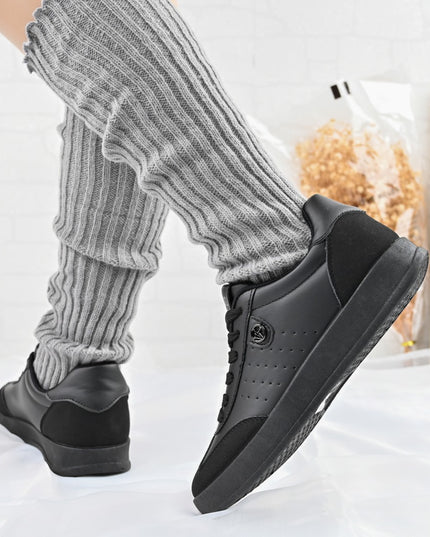 Pantofi Sport De dama,Din piele ecologica intoarsa,D1406,Negru