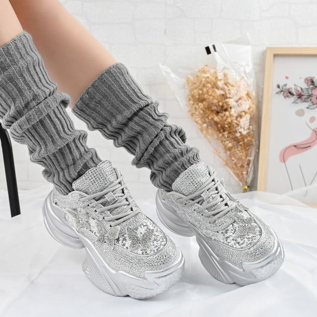 Pantofi sport De dama,Din material Textil intoarsa,D1382,Silver