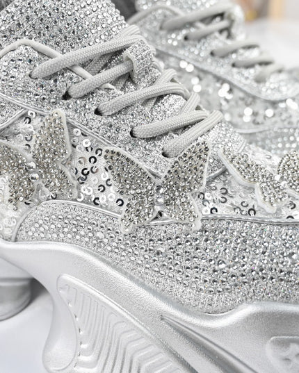 Дамски спортни обувки, изработени от велур, D1382, Сребрист