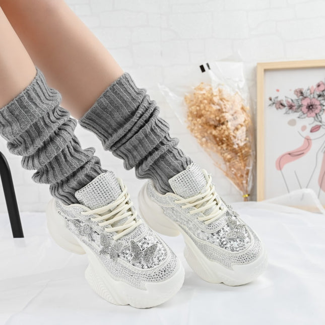 Pantofi sport De dama,Din material Textil intoarsa,D1382,Alb