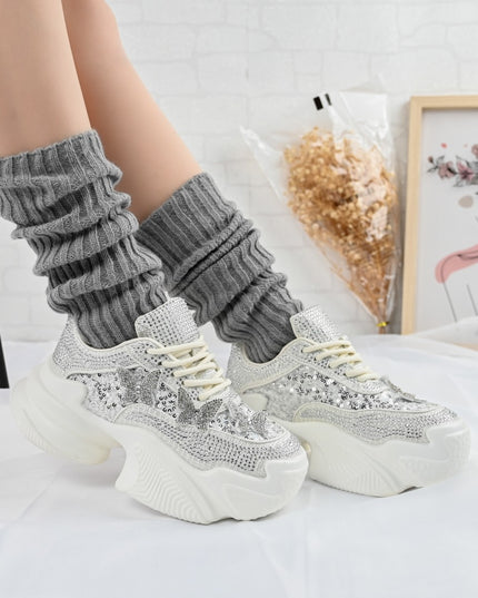 Дамски спортни обувки, Изработени от велур, D1382, Бели