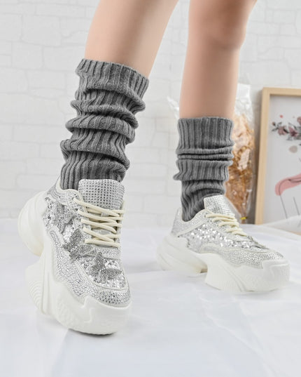 Дамски спортни обувки, Изработени от велур, D1382, Бели