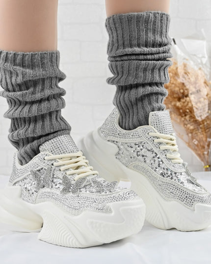 Дамски спортни обувки, Изработени от велур, D1382, Бели