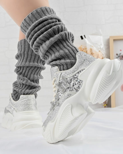 Дамски спортни обувки, Изработени от велур, D1382, Бели