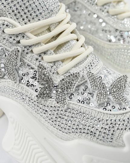 Дамски спортни обувки, Изработени от велур, D1382, Бели