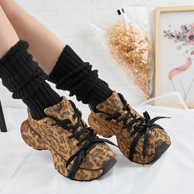 Pantofi Sport de dama,Din Piele ecologica intoarsa,D1390,Leopard