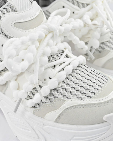 Дамски спортни обувки, с мрежести вложки, D1392, бял