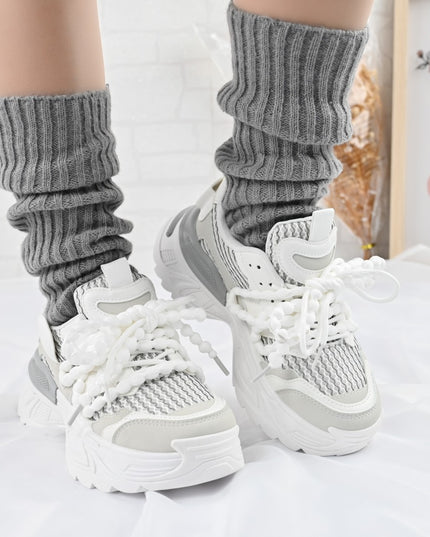 Дамски спортни обувки, с мрежести вложки, D1392, бял