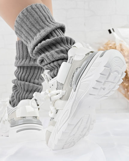 Дамски спортни обувки, с мрежести вложки, D1392, бял