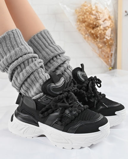 Pantofi Sport De Dama,cu insertii de plasa,D1392,Negru