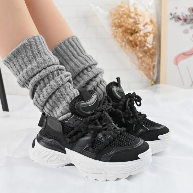Pantofi Sport De Dama,cu insertii de plasa,D1392,Negru OEM