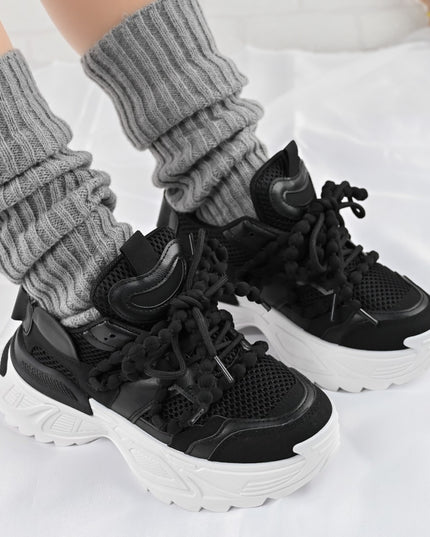 Pantofi Sport De Dama,cu insertii de plasa,D1392,Negru