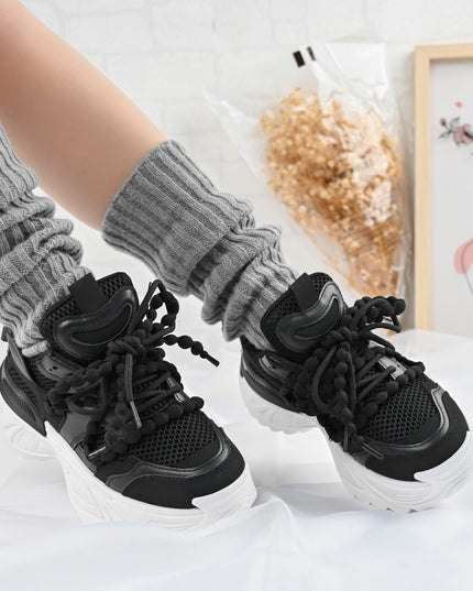 Pantofi Sport De Dama,cu insertii de plasa,D1392,Negru