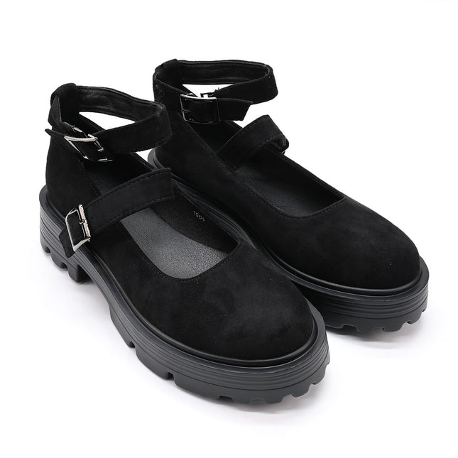 Pantofi casual de dama,Din piele ecologica intoarsa,P1244,Negru