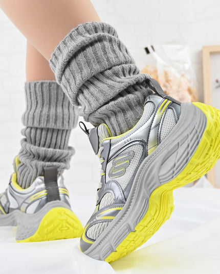 Дамски спортни обувки, с мрежести вложки, D1391, жълти