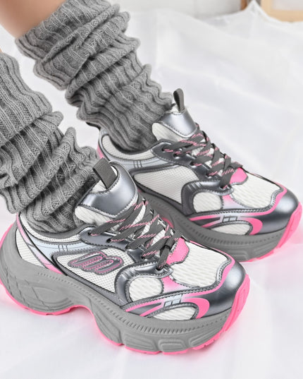 Дамски спортни обувки, с мрежести вложки, D1391, цвят фуксия