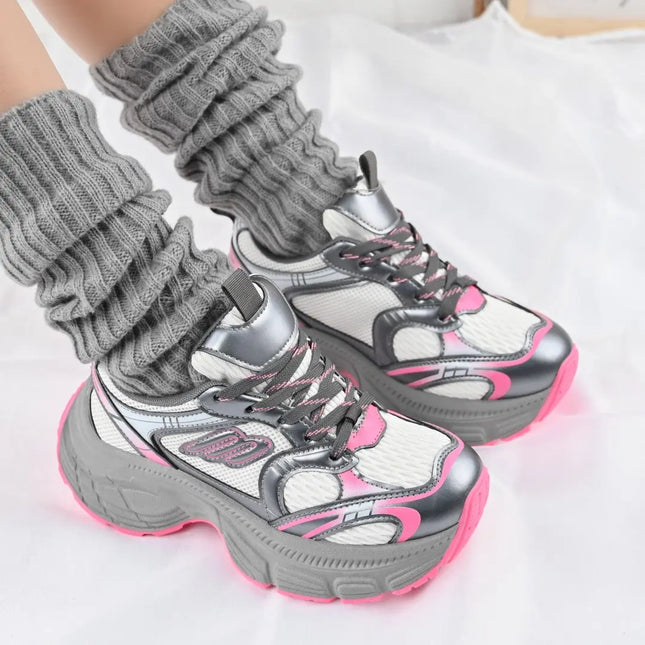 Pantofi Sport De Dama,cu insertii de plasa,D1391,Fucsia OEM