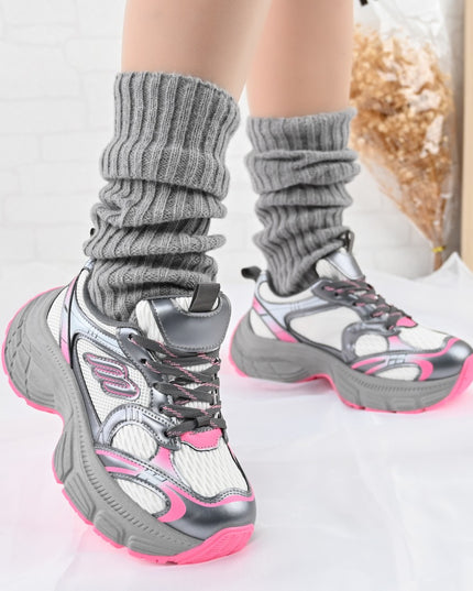 Дамски спортни обувки, с мрежести вложки, D1391, цвят фуксия