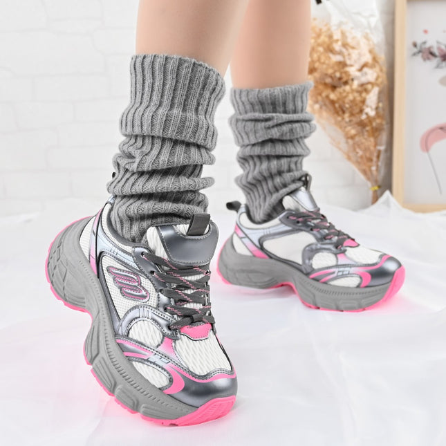 Pantofi Sport De Dama,cu insertii de plasa,D1391,Fucsia