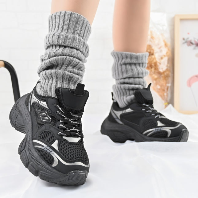 Pantofi Sport De Dama,cu insertii de plasa,D1391,Negru