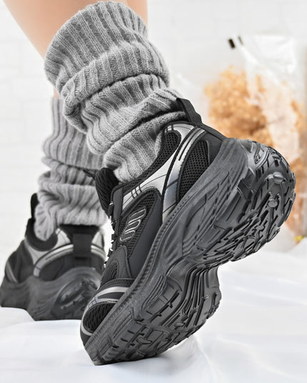 Дамски спортни обувки, с мрежести вложки, D1391, Черни