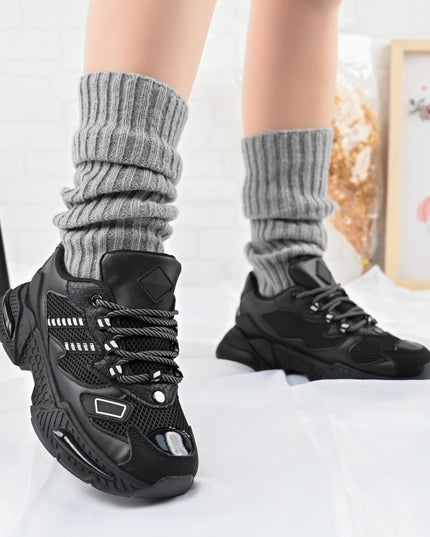 Дамски спортни обувки, с мрежести вложки, D1394, Черни