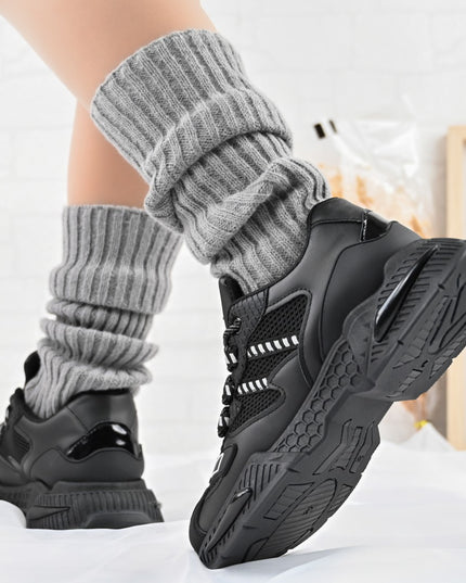 Дамски спортни обувки, с мрежести вложки, D1394, Черни