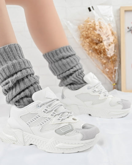 Дамски спортни обувки, с мрежести вложки, D1394, бял