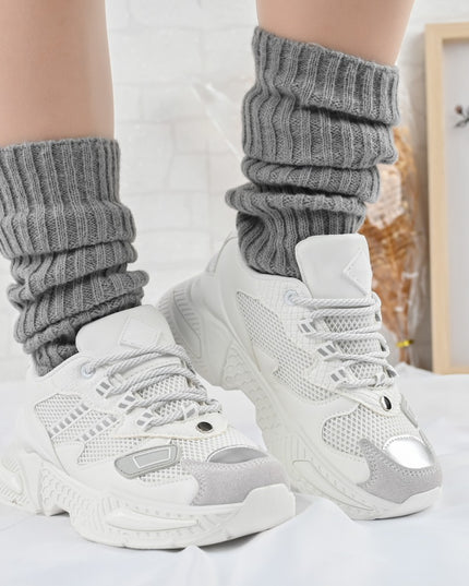 Дамски спортни обувки, с мрежести вложки, D1394, бял