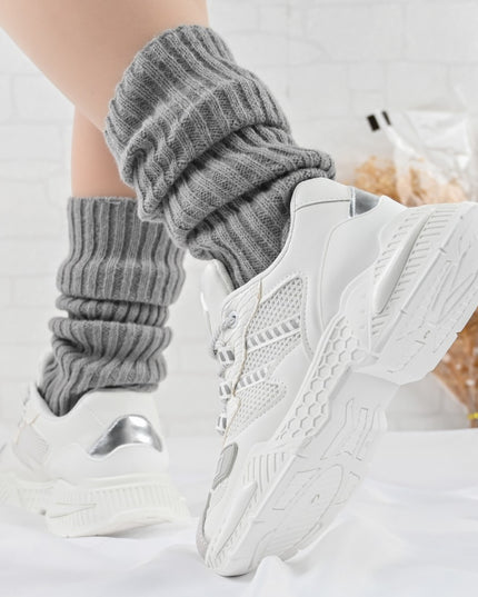 Дамски спортни обувки, с мрежести вложки, D1394, бял