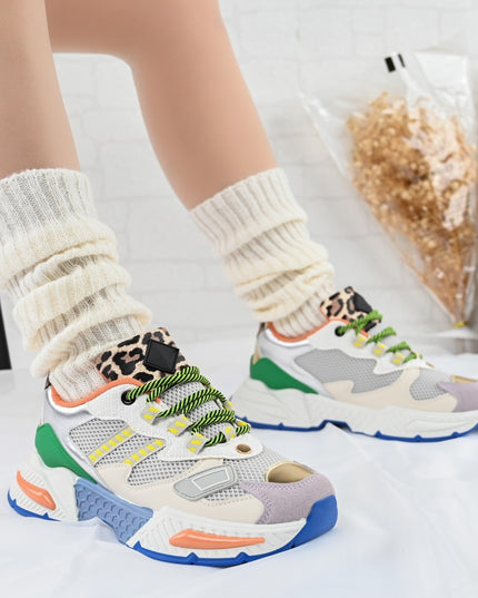 Дамски спортни обувки, с мрежести вложки, D1394, леопард