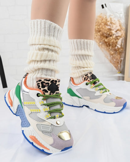 Дамски спортни обувки, с мрежести вложки, D1394, леопард