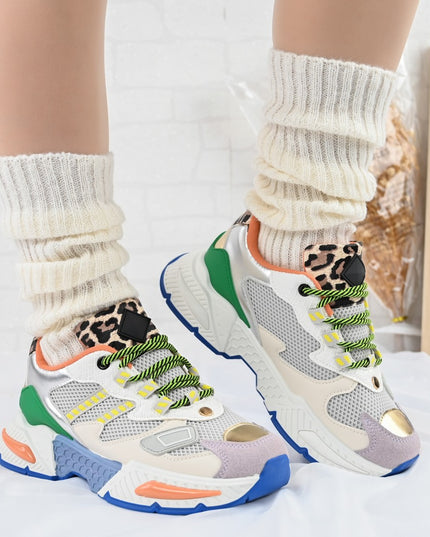 Дамски спортни обувки, с мрежести вложки, D1394, леопард