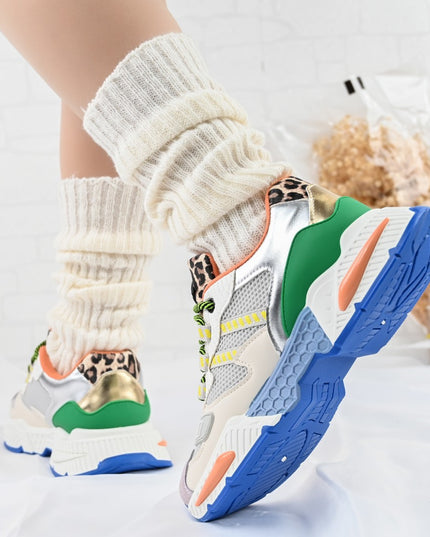 Дамски спортни обувки, с мрежести вложки, D1394, леопард