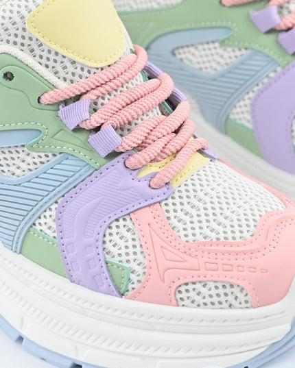 Дамски спортни обувки, с мрежести вложки, D1387, Многоцветни