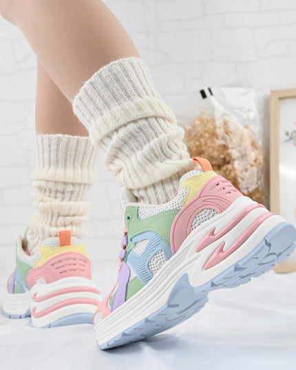 Дамски спортни обувки, с мрежести вложки, D1387, Многоцветни