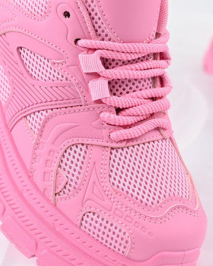 Дамски спортни обувки, с мрежести вложки, D1387, цвят фуксия