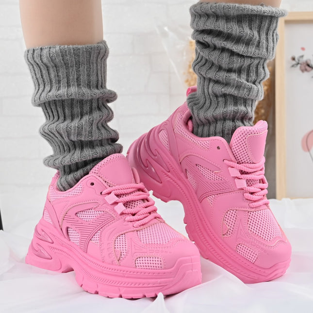 Pantofi Sport De Dama,cu insertii de plasa,D1387,Fucsia