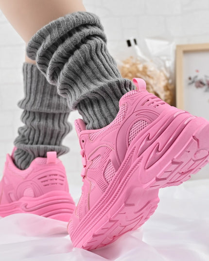 Дамски спортни обувки, с мрежести вложки, D1387, цвят фуксия